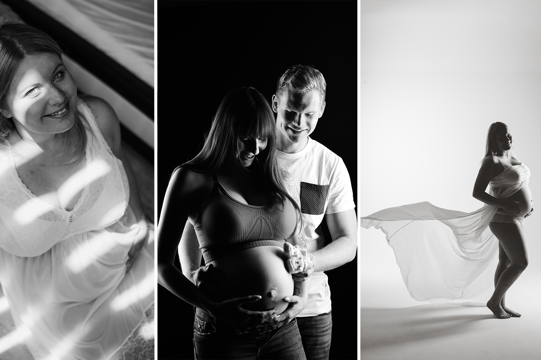 Babybauchshooting mit Kleid und Babyshuhen